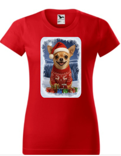 Vánoční tričko s Čivavou dámské2